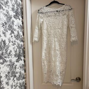 SHEIN White Floral Lace Long Sleeve Dress